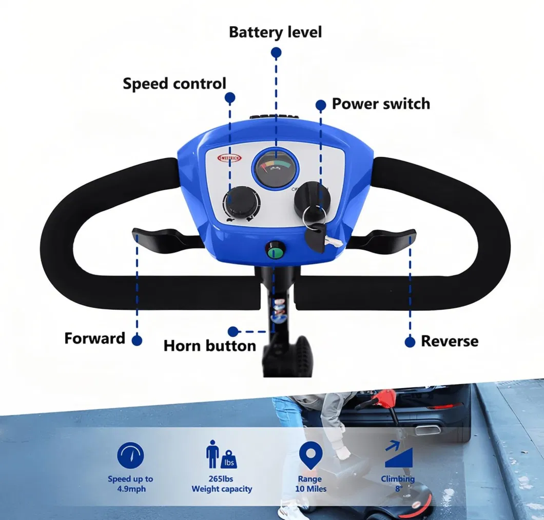 Anti-Rollback Brake Folding Disability Handicapped Scooter Mobility Electric Tricycle for Adults