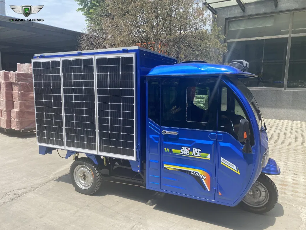 Solar Powered Electric Tricycle Three Wheel Tricycle with Van Box Size 1.7m*1.2m Extending