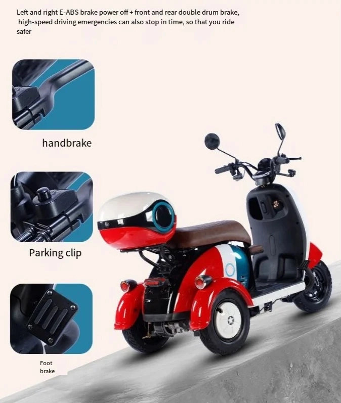 Hot Sale Daily Use Commuter Electric Tricycle for 2 Adults E Trike with Foldable Child Seat Three Wheel Electric Battery Bike