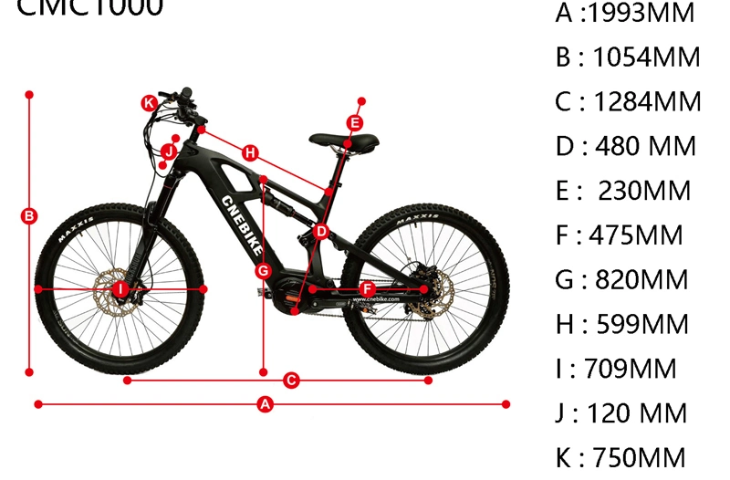 E Bicycle MID Drive Carbon Fiber MTB Frame Ebike Fat Tire Full Suspension Electric Mountainbike 1000W