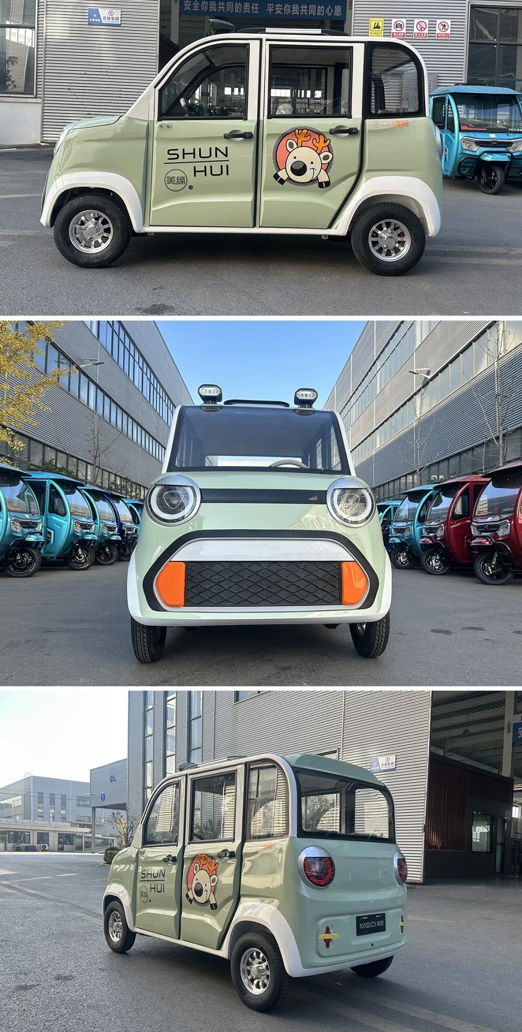 Meidi New Energy Low Speed Battery Powered 4 Wheel Adult Mini Family Car Closed Electric Passenger Tricycles