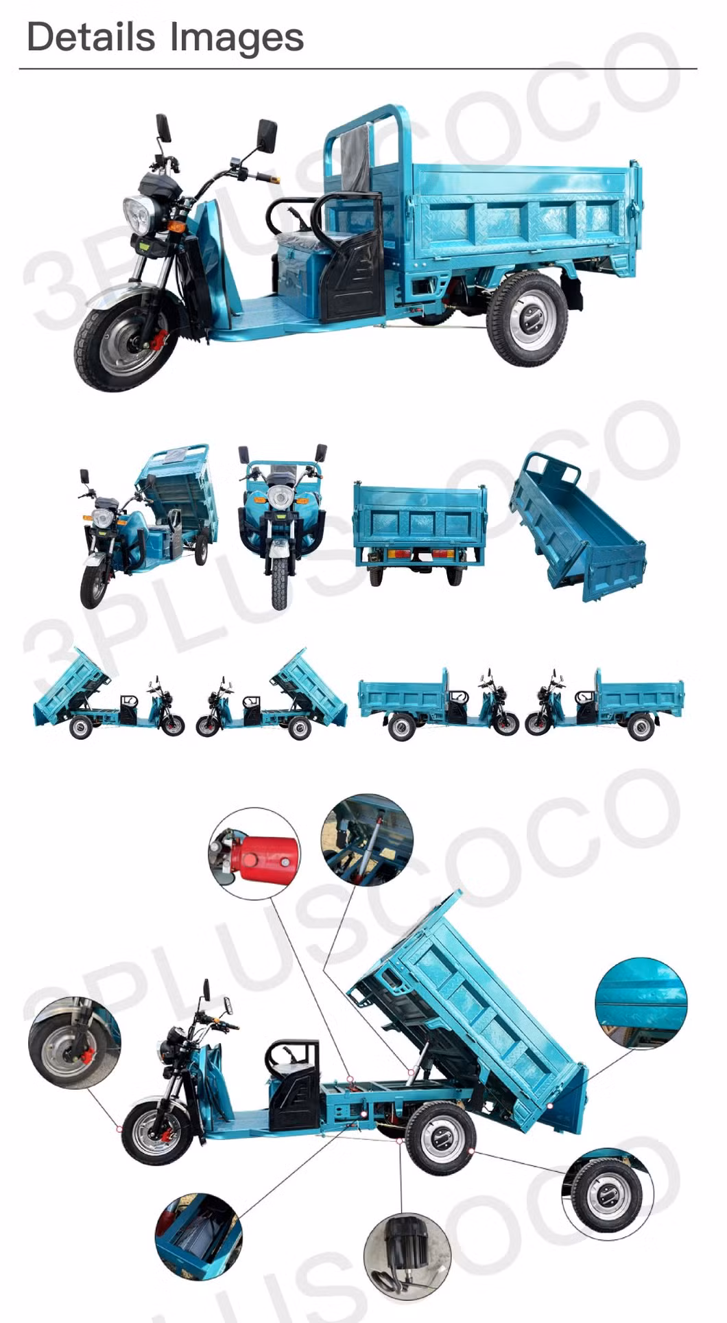 Electric Tricycles 3-Wheel Electric Cargo Bike with Automatic Lifting Hydraulic