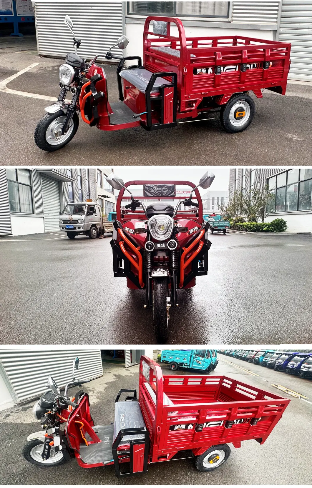 Meidi China Factory 3 Three Wheel Motorcycle Delivery Vehicle Passenger Tuk Tuk Scooter E-Bike Loader Adult Trike Big Electric Tricycle for Cargo