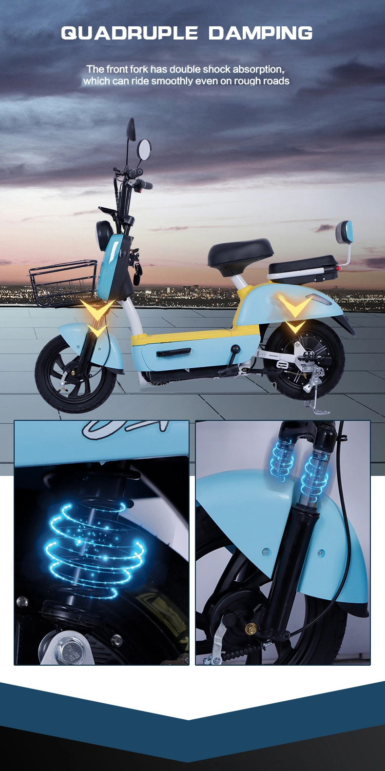 2023 Two-Wheeled Electric Bicycle Moped Adult Pedal Battery Car Scooter Cross-Border Foreign Trade Export Factory