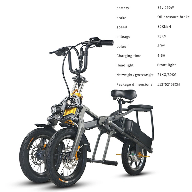 2023 Adult Anti-Side Slip Three-Wheel Folding Electric Bike New Inverted