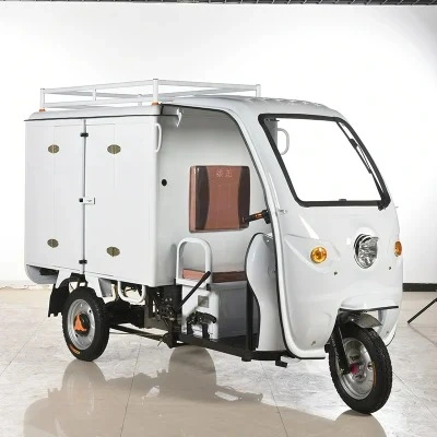 Electric Auto Rickshaw Battery Powered Three Wheeler Adult Tricycle for Cargo Transportation or Garbage Collection From Manufacturing Plant