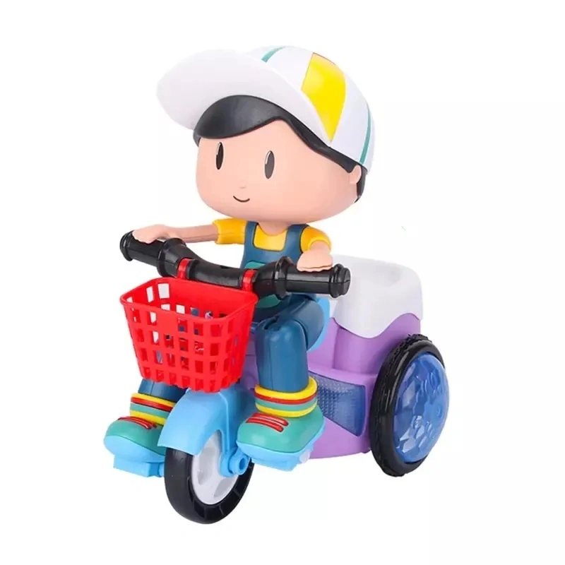 Children Resistance Stunt Electric Tricycle 360 Degree Rotating Children Electric Stunt Tricycle Toy with Light and Music