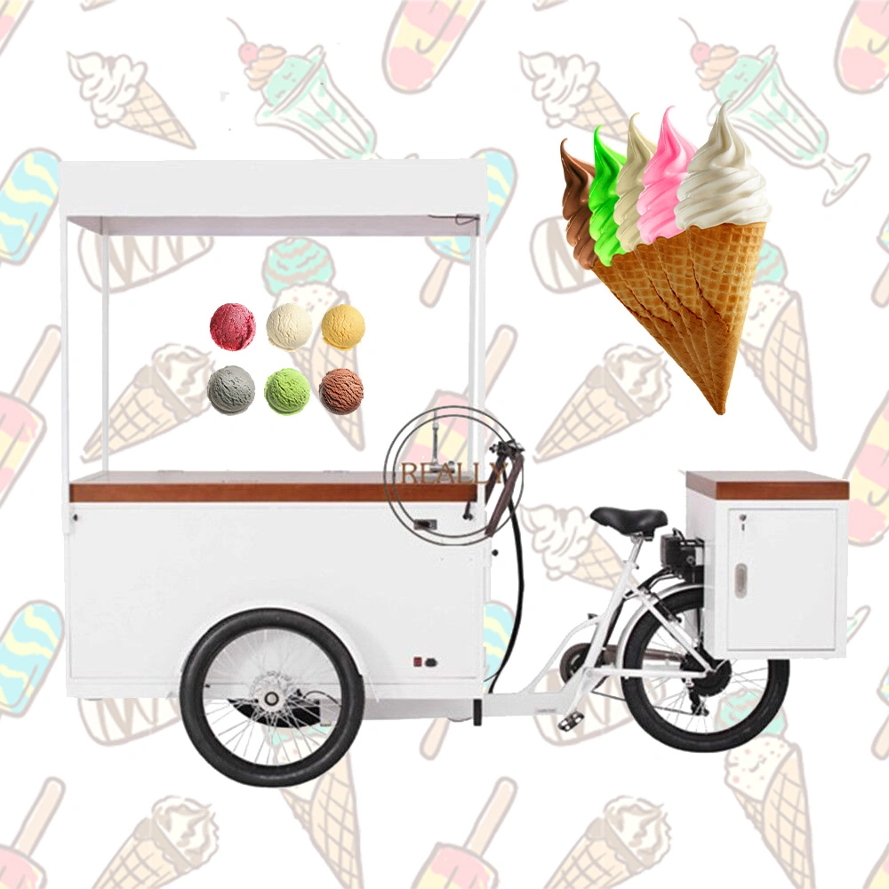 3 Wheel Ice Cream Freezer Trike Ice Cream Vending Bike with Refrigerator Summer Food Tricycle for Sale Cold Drinks