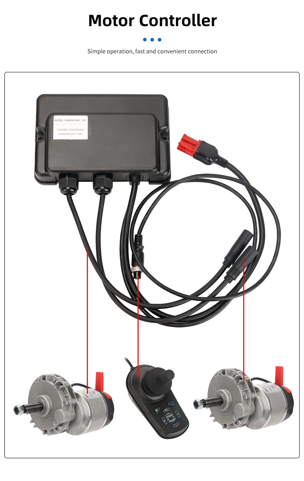 150W 24VDC 120rpm Powerful Electric Wheelchair Brushless DC Motor and Joystick Conversion Kit