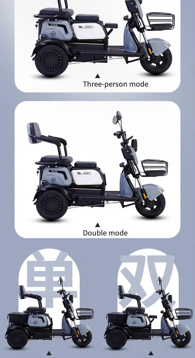 Recreational Electric Mobility Tricycle 60V 650W Electric Passenger Tricycle for Adults