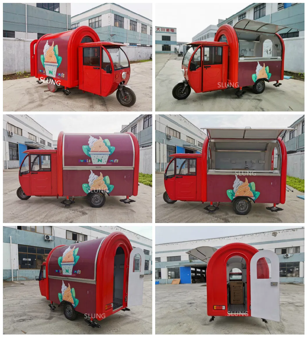 Slung 3 Wheels Electric Food Truck, Street Fast Food Electric Tricycle/Red Electric Car