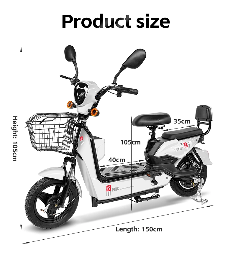 Electric Bicycle 350W 48V Adult Electric City Bike Lead-Acid Battery Two-Wheeled Electric Scooter