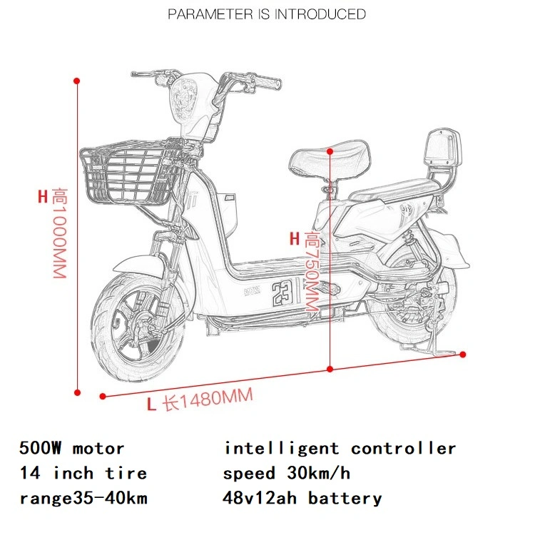 Two Wheeled Adult Electric Scooter Portable Bike with Pedal Wholesale 12ah Lead-Acid Battery