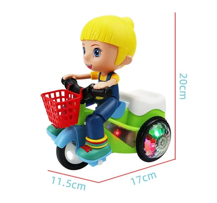 360 Degree B/O Rotating Car Toys Electric Stunt Tricycle Model LED Light Music Fun Car Toys