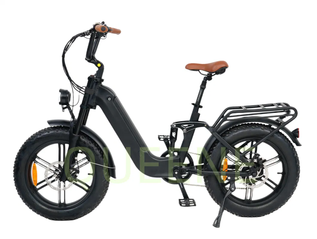 Queene/3 Wheel Electric Cargo Bike Foldable 48V 500W Electric Fat Tire Folding Tricycle 20*2.4 Tyre Electric Bike