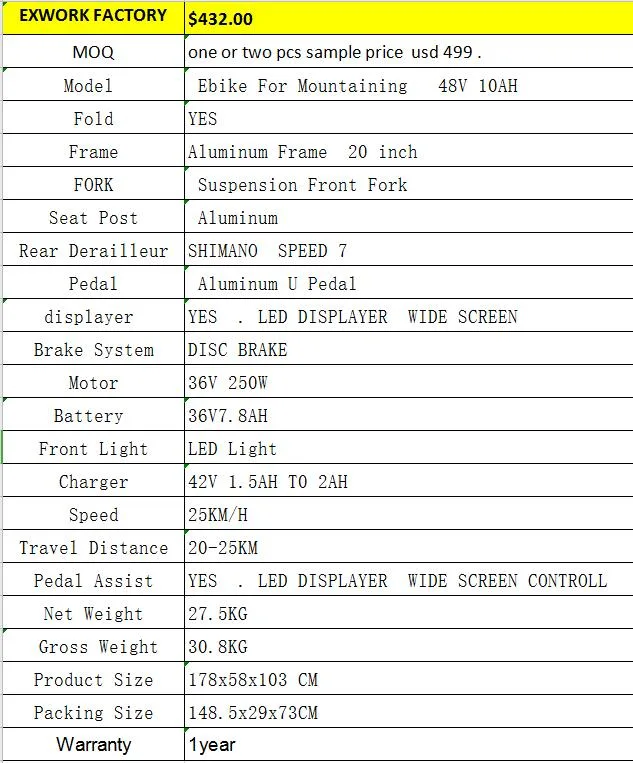 26&quot; Electric Mountain Bike Electric Motorcycle Electric Bicycle Electric Road Bike System Duild Battery 48V 7.8ah 500W Motor Electric Tricycle Eb-63