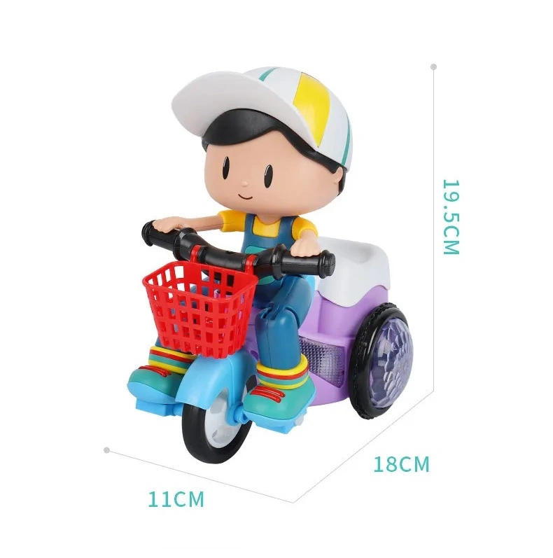 Children Resistance Stunt Electric Tricycle 360 Degree Rotating Children Electric Stunt Tricycle Toy with Light and Music