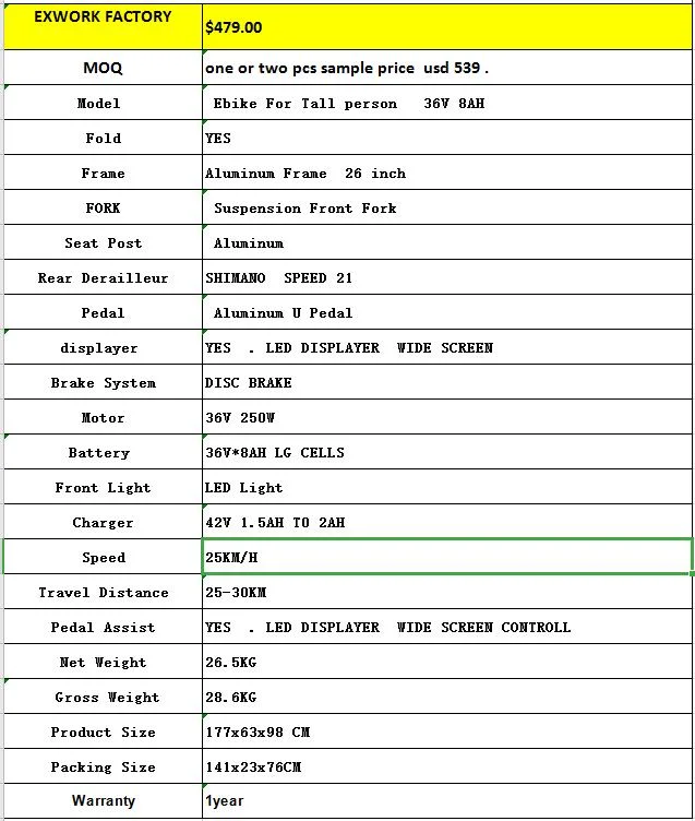 Electric Mountain Bike Bicycle Motrocycle E-Bike E-Bicycle Electric Tricycle System Duild in Detachable Battery 36V 250W Motor