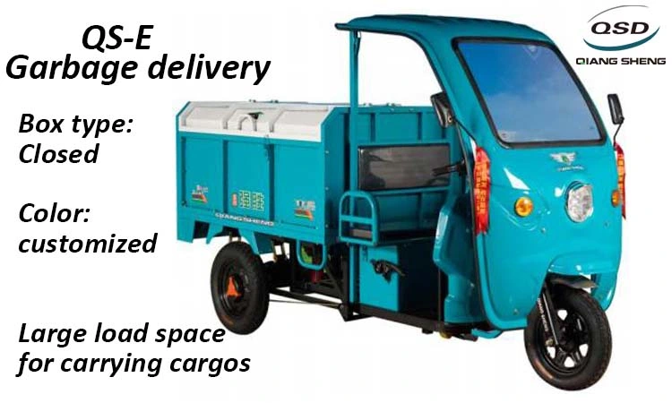 Electric Auto Rickshaw Battery Powered Three Wheeler Adult Tricycle for Cargo Transportation or Garbage Collection From Manufacturing Plant