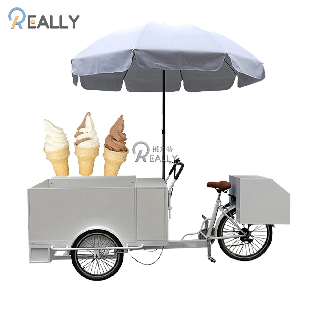 Electric Tricycles Bicycle 3 Wheels Adult Street Ice Cream Cargo Bike Freezer Pedal Food Vending Cart for Sale Reverse Trike 3 Wheel Bicycle