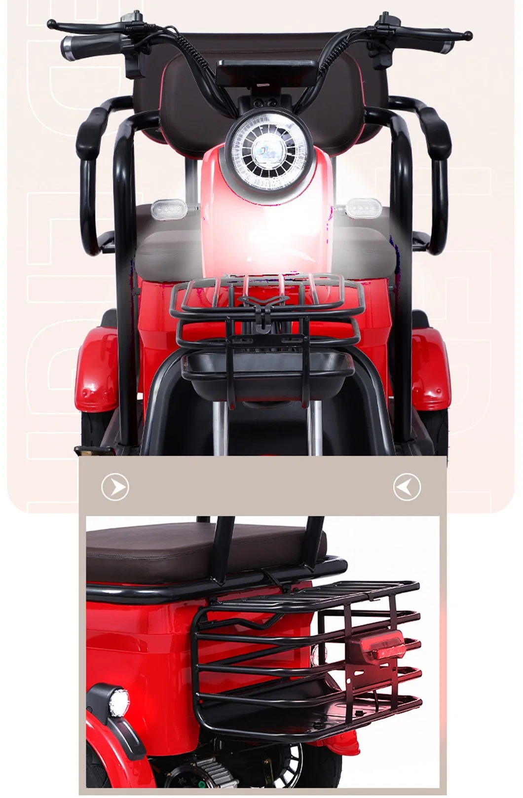 High Quality Adult Passenger Motorcycle 3 Wheel Battery Powered Electric Tricycle