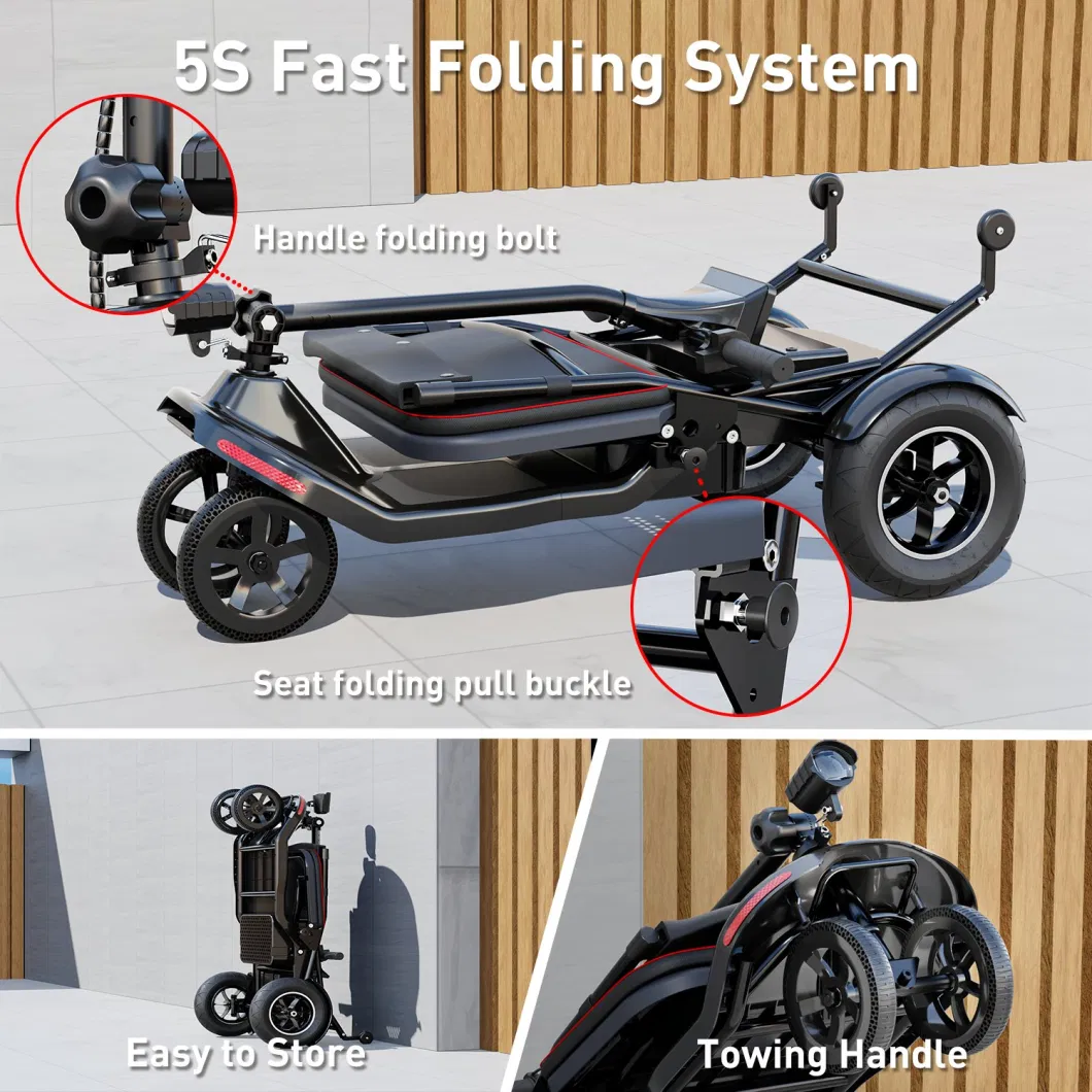 Adult Fold Four 4 Wheel Trike Disabled Handicapped Electric Tricycle for Elderly