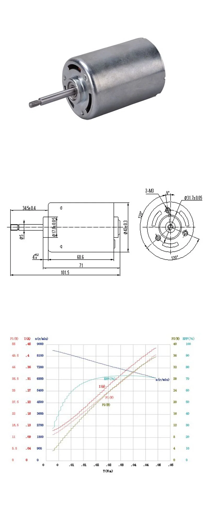 BLDC Electric DC Brushless Motor for Tricycle Motor/Service Robots/Mobility Carts/Feed Drives