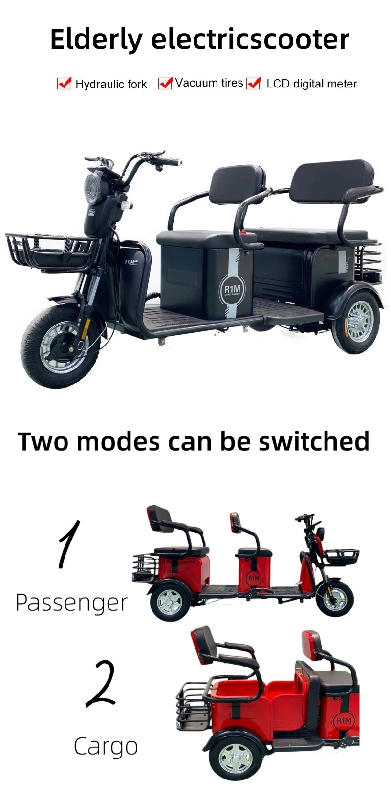 3 Wheel Light Electric Passenger Scooter Tricycle for Adult by EEC Certification