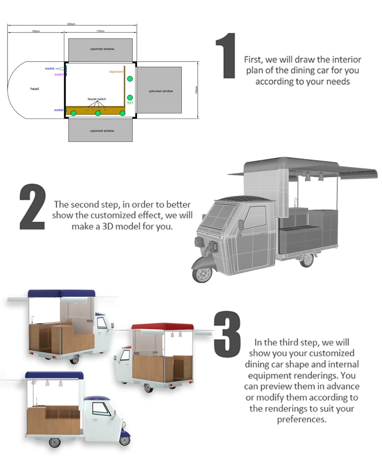 Motorized Food Cart Piaggio Ape 50 Tuk Tuk Electric Tricycle for Sale