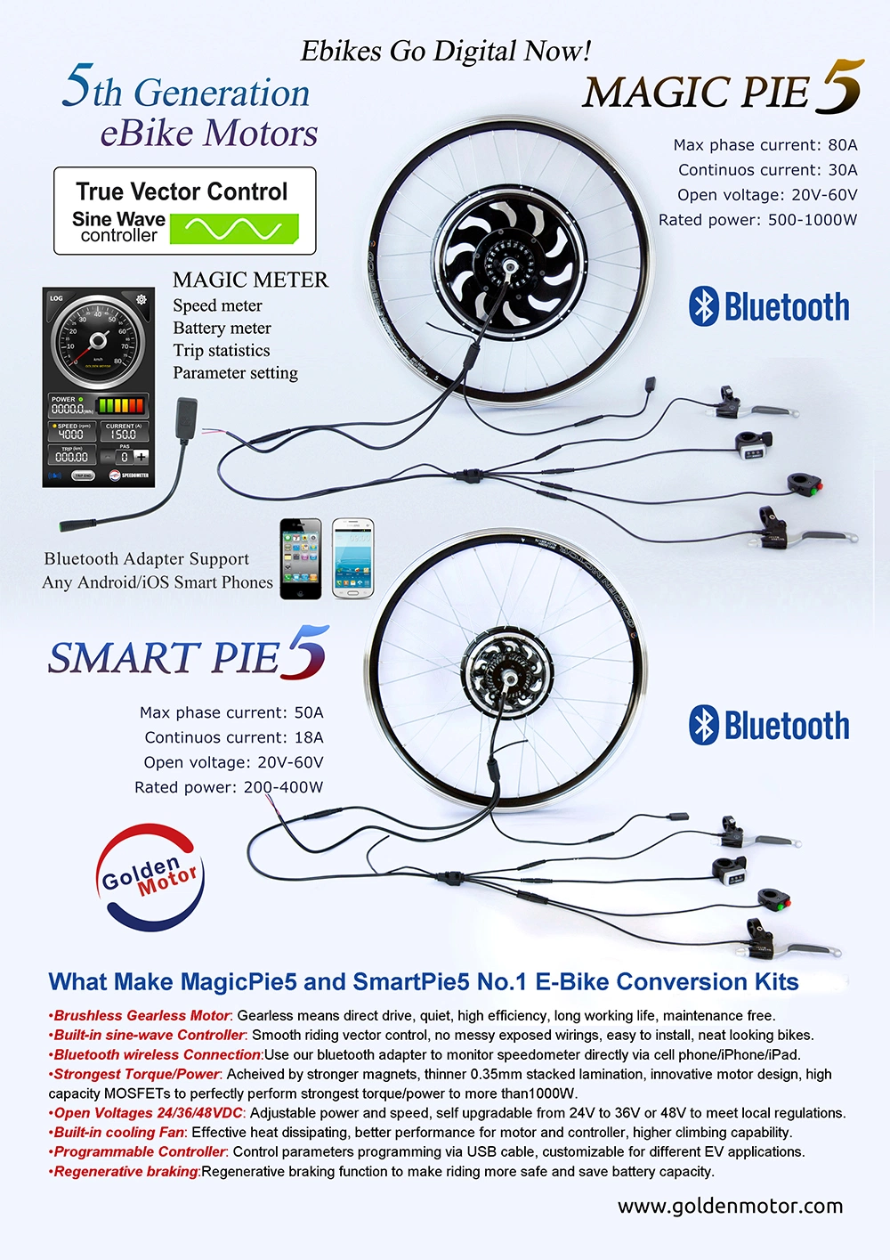 Water proof and programmable MP5 electric bike motor with APP