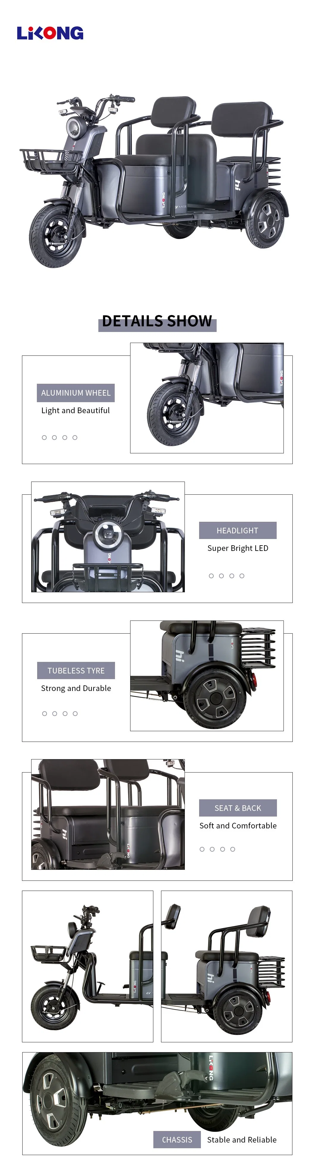 3 Wheel Electric Tricycle for Elder Adults Folding Tricycle Elctric