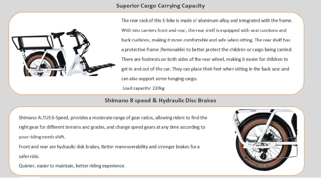 UTI 48V 500W Hub Motor Compact E-Cargo Bike 20&prime;&prime; Multifunctional Electric Bicycle