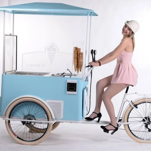 High Quality Ice Cream Cart Front Loading Pedal Assist Freezer Tricycle