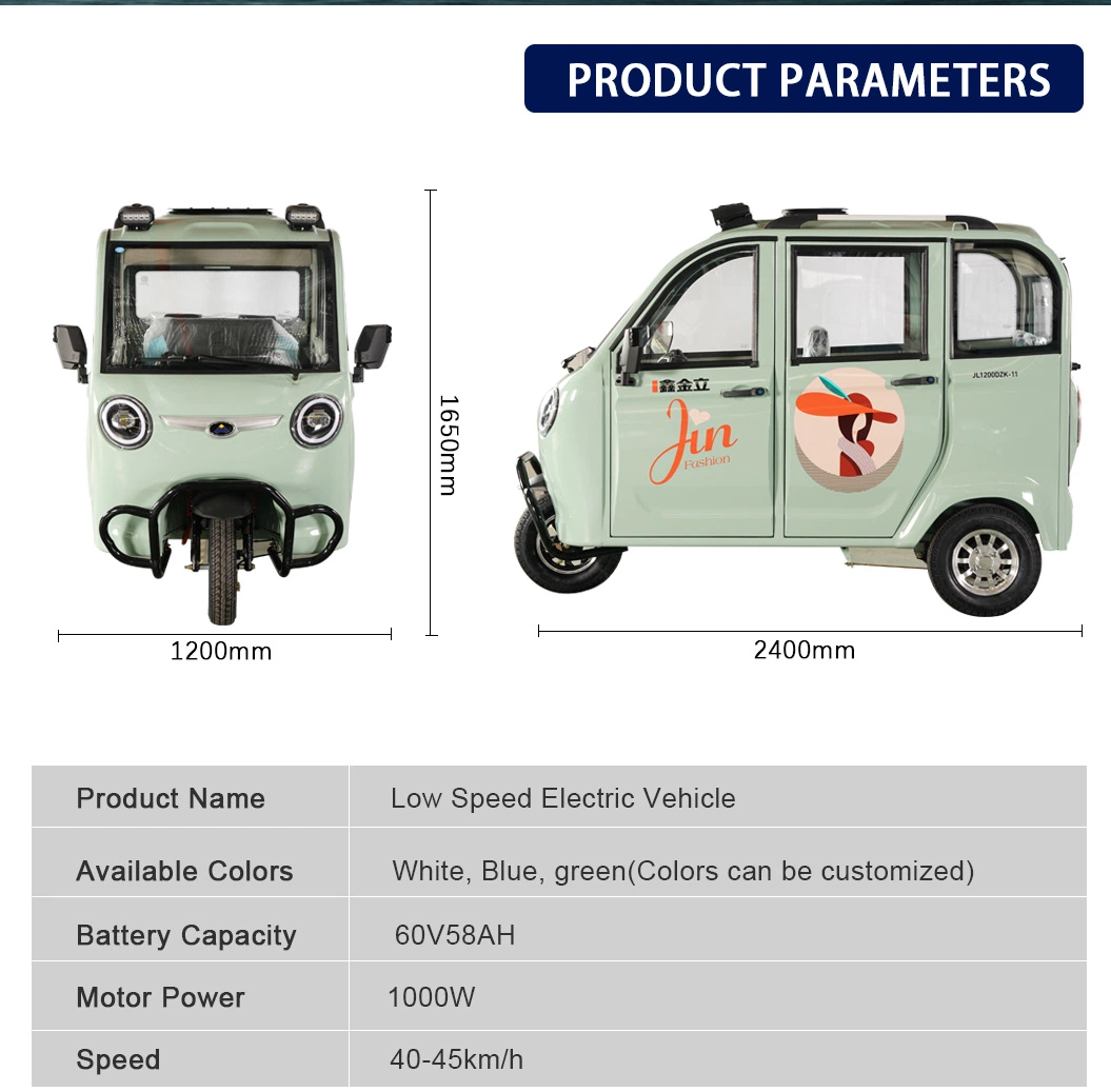 2024 Hot Sale New Cheap Fully Enclosed Convertible Large Space Adult Electric Tricycles