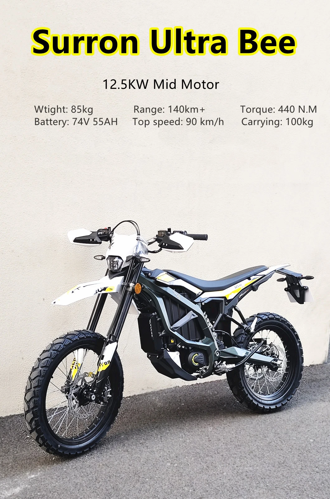 74V 12.5kw Surron Ultra Bee Motorcycle 90km/H Sur Ron Electric Dirt Bike