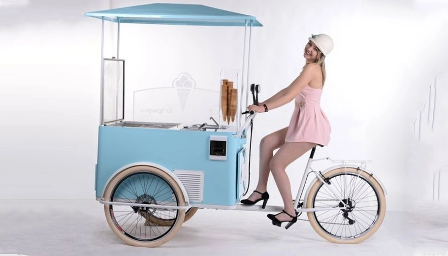 High Quality Ice Cream Cart Front Loading Pedal Assist Freezer Tricycle