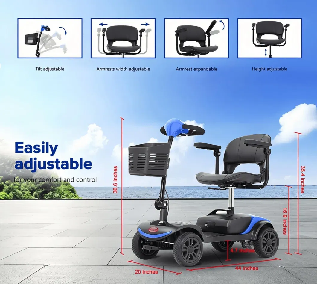 Anti-Rollback Brake Folding Disability Handicapped Scooter Mobility Electric Tricycle for Adults