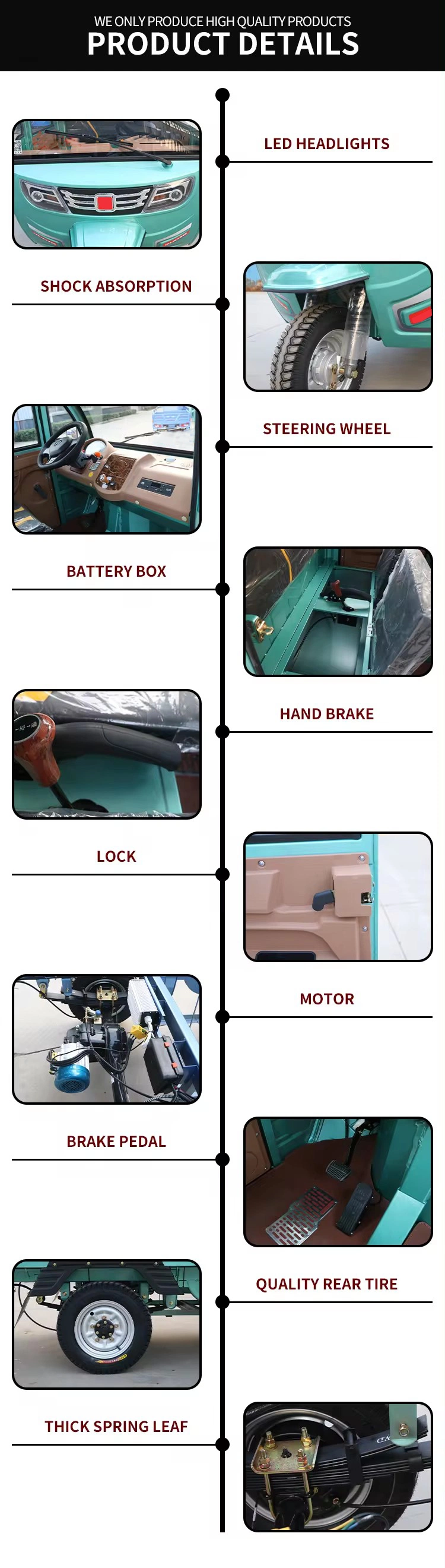 2024 Factory Price Closed Freight Electric Motorized Tricycles