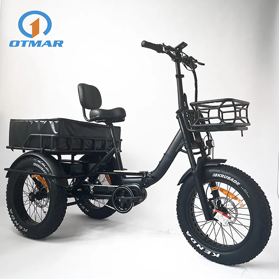 MID Drive Three Wheel Folding E Trike Cargo Fat Tire Electric Trike