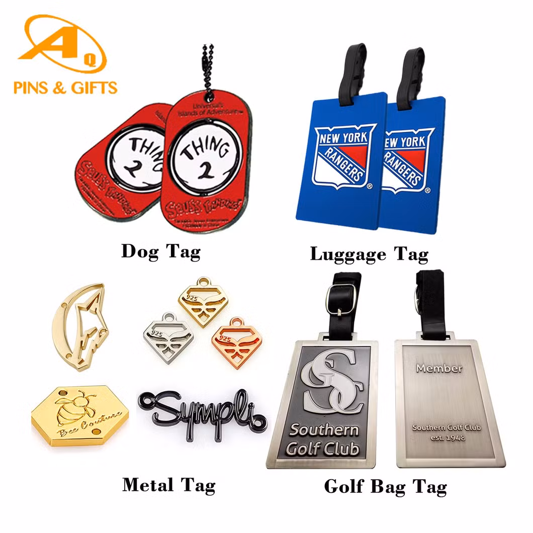 China Wholesale Private 3D Blank Aluminum Custom Logo Sticker Clothing Hang Tag ID Luggage Dog Pet Name Beer Bottle Handbag Furniture Shoe Garment Metal Label