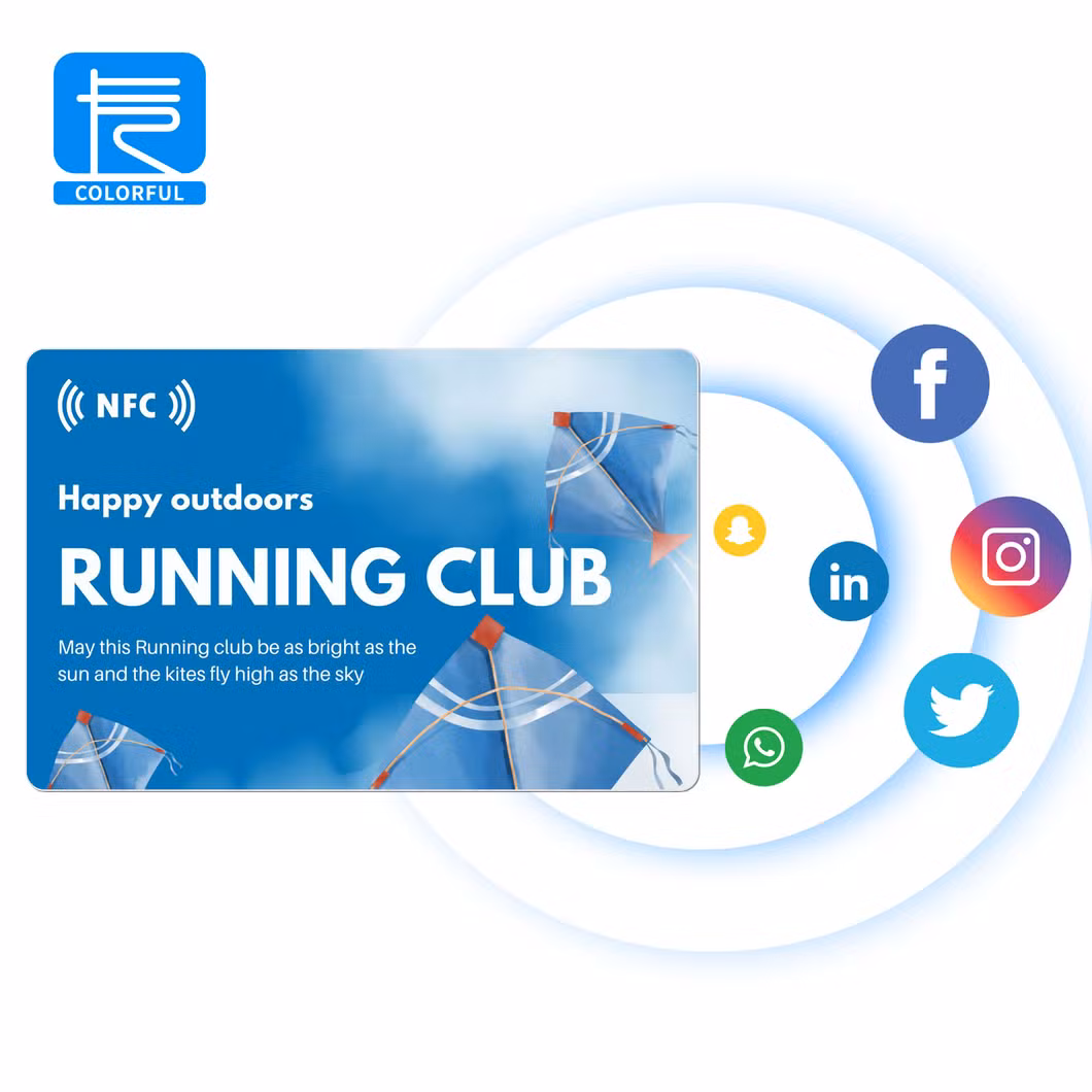 China Factory Custom High-Quality Programmable Printable Cr80 Standard Size Plastic Smart Chip RFID Visit Test Social Media PVC NFC Business Card