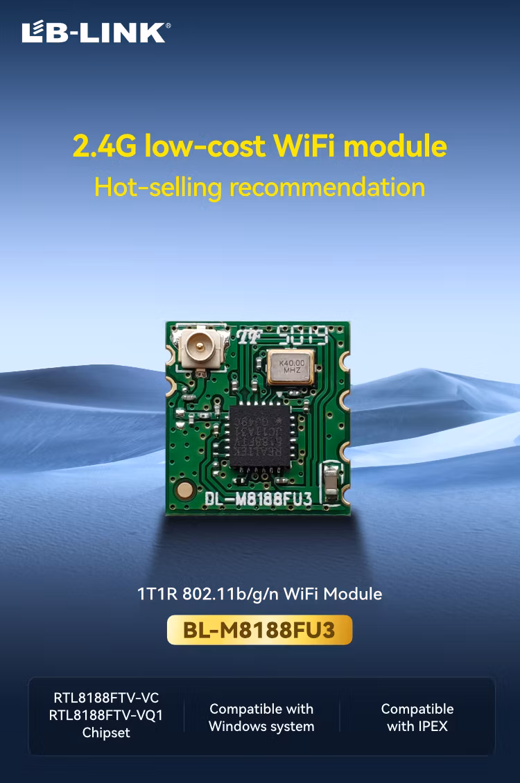 BL-M8188FU3 with for IPEX block wifi module 2.4G IPC wireless module RTL8188FTV -VC 1T1R 802.11n 150Mbps WiFi Module WLAN USB2.0 Module