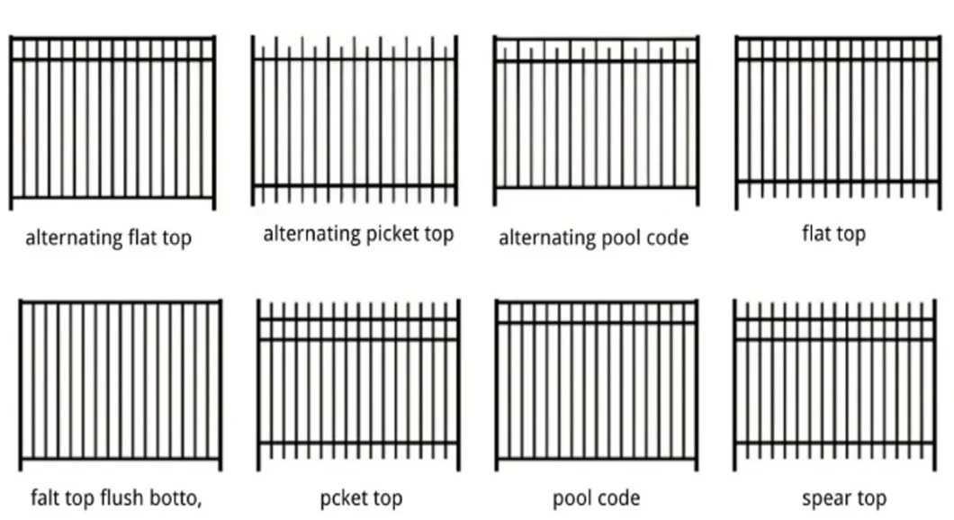 Wholesale 6ftx8FT Garden Black Metal Fences Anti Rust Galvanized Steel Fence Prices