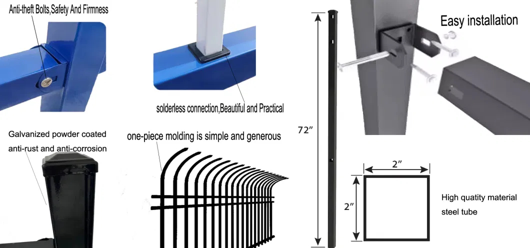 Galvanized or Powder Coated Steel Fence Posts 6FT Metal Garden Fence