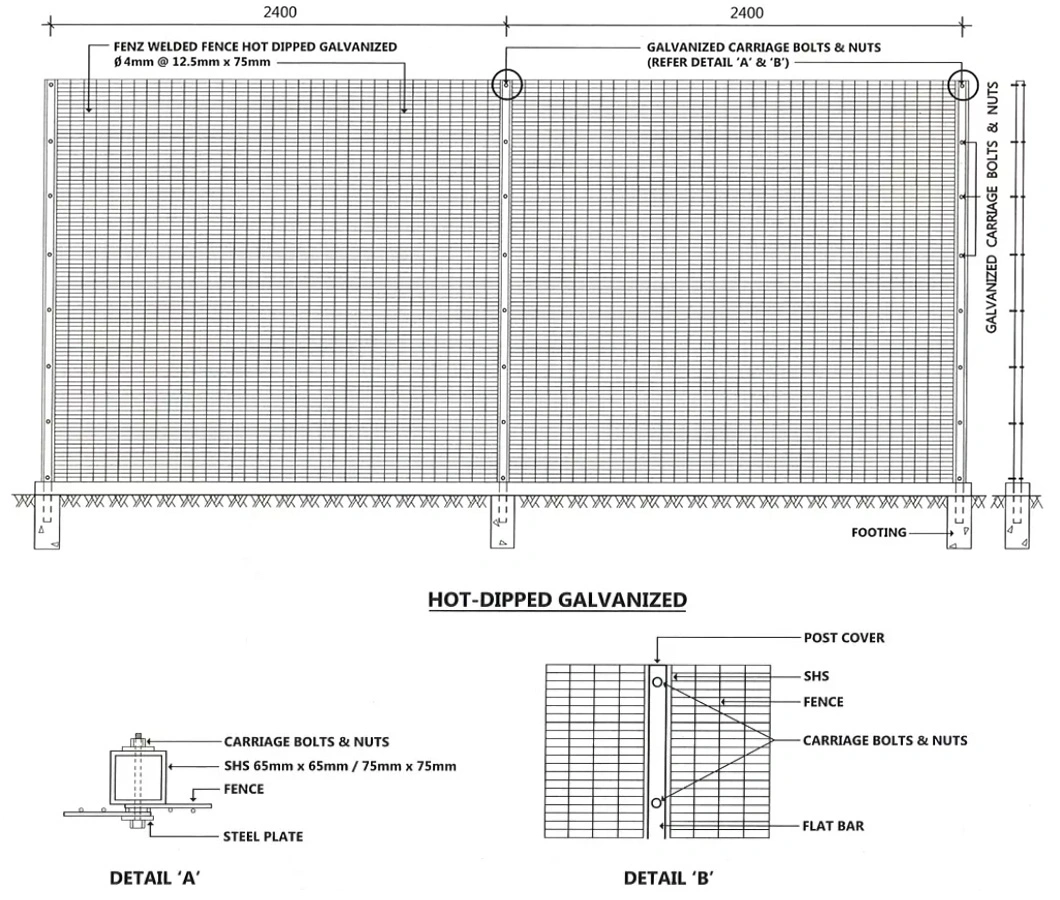 High Security Anti Climb Fence 358 Welded Metal Fence Panel for Prison