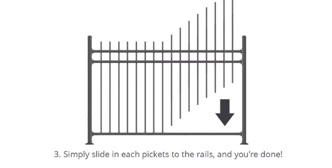 Factory Direct Supply Galvanized Metal Picket Ornamental Fence Tubular Steel Fence/Garden Fence