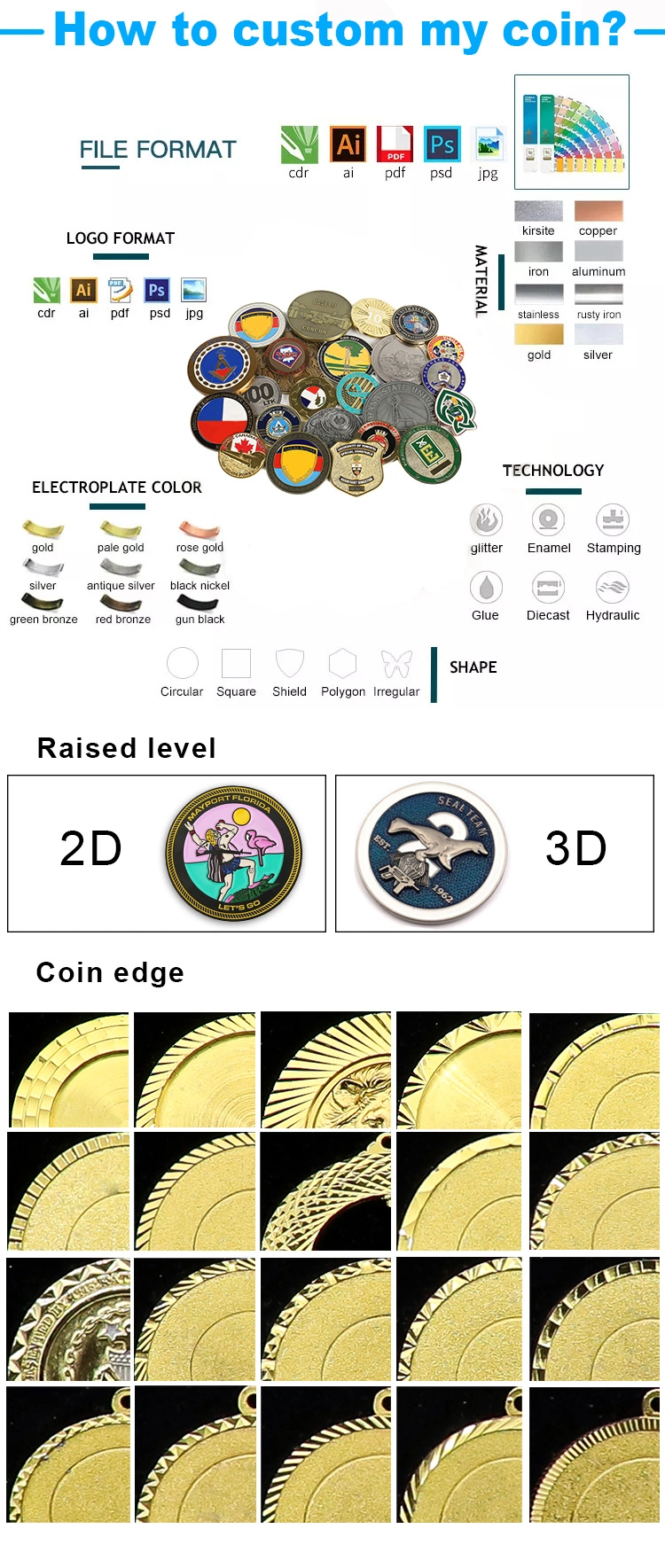 Manufacturer Custom Made Metal 3D Army Military Navy Marine Command Souvenir Coin Firefighter Police Challenge Coins