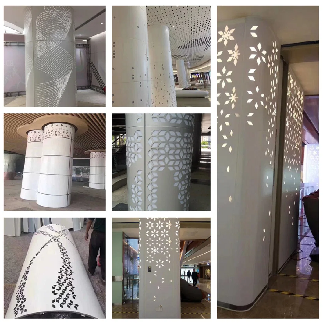 Silver Carved Perforated Aluminum Panels Pillars Decorate Metal Columns for Mall
