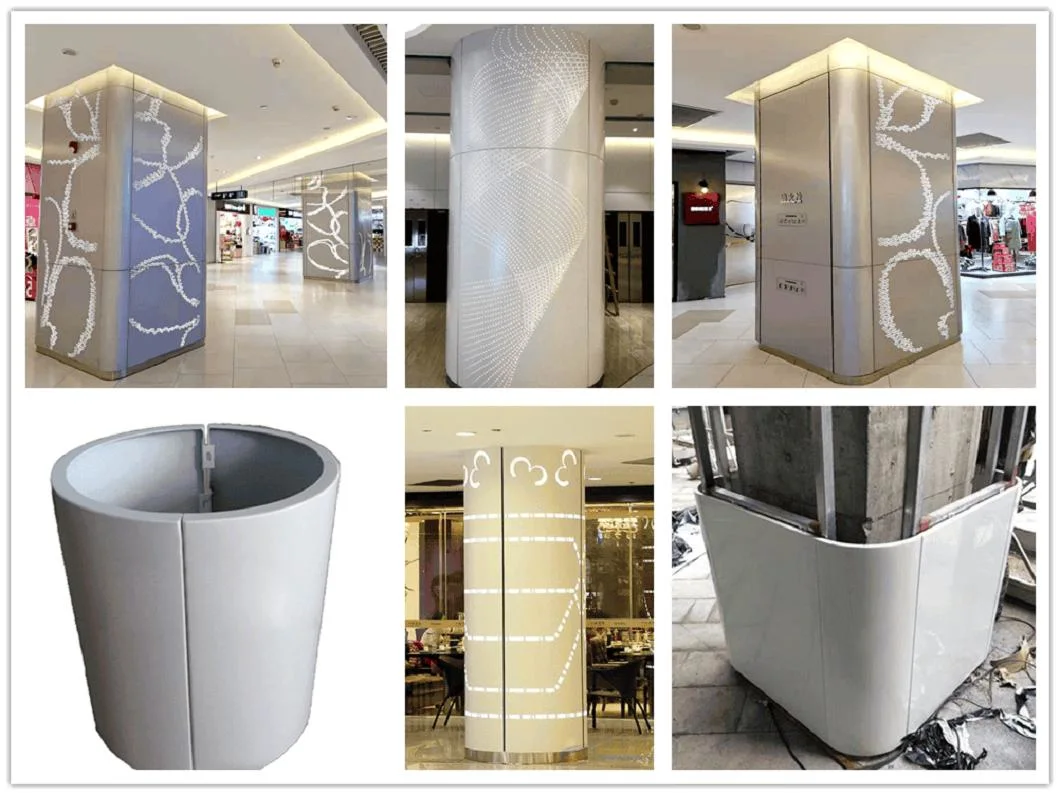 Silver Carved Perforated Aluminum Panels Pillars Decorate Metal Columns for Mall