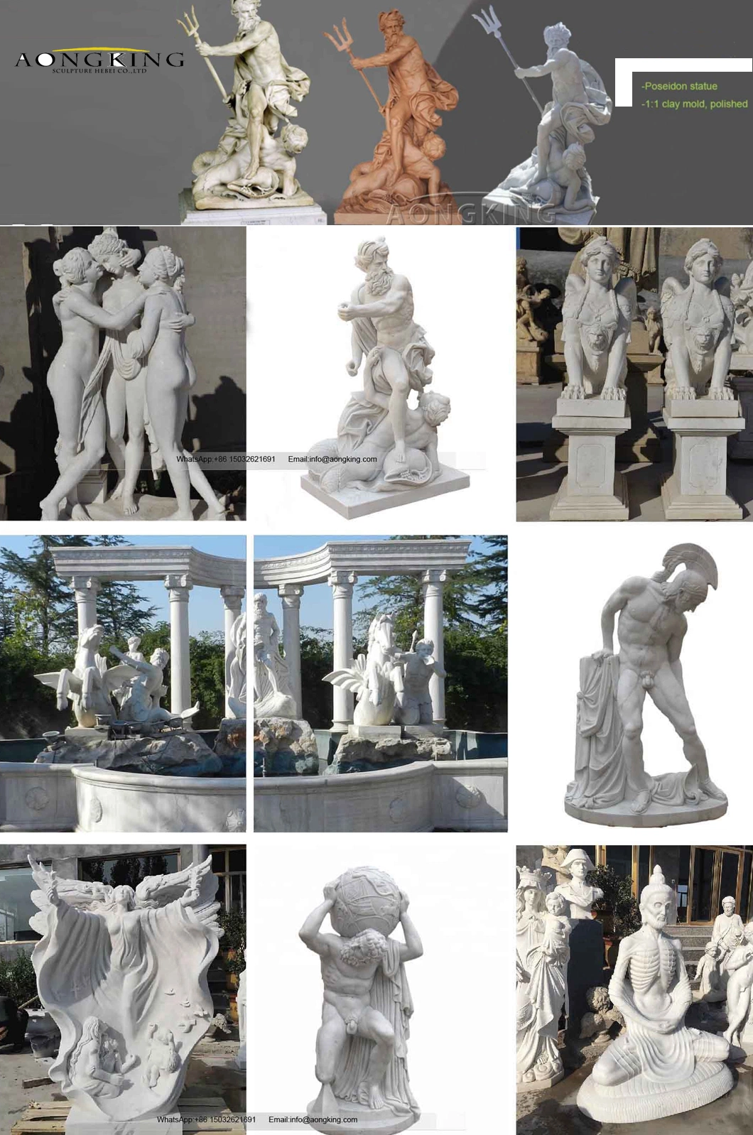 Customized Neptune by Antoine Coysevox Marble Sculpture Reproduction